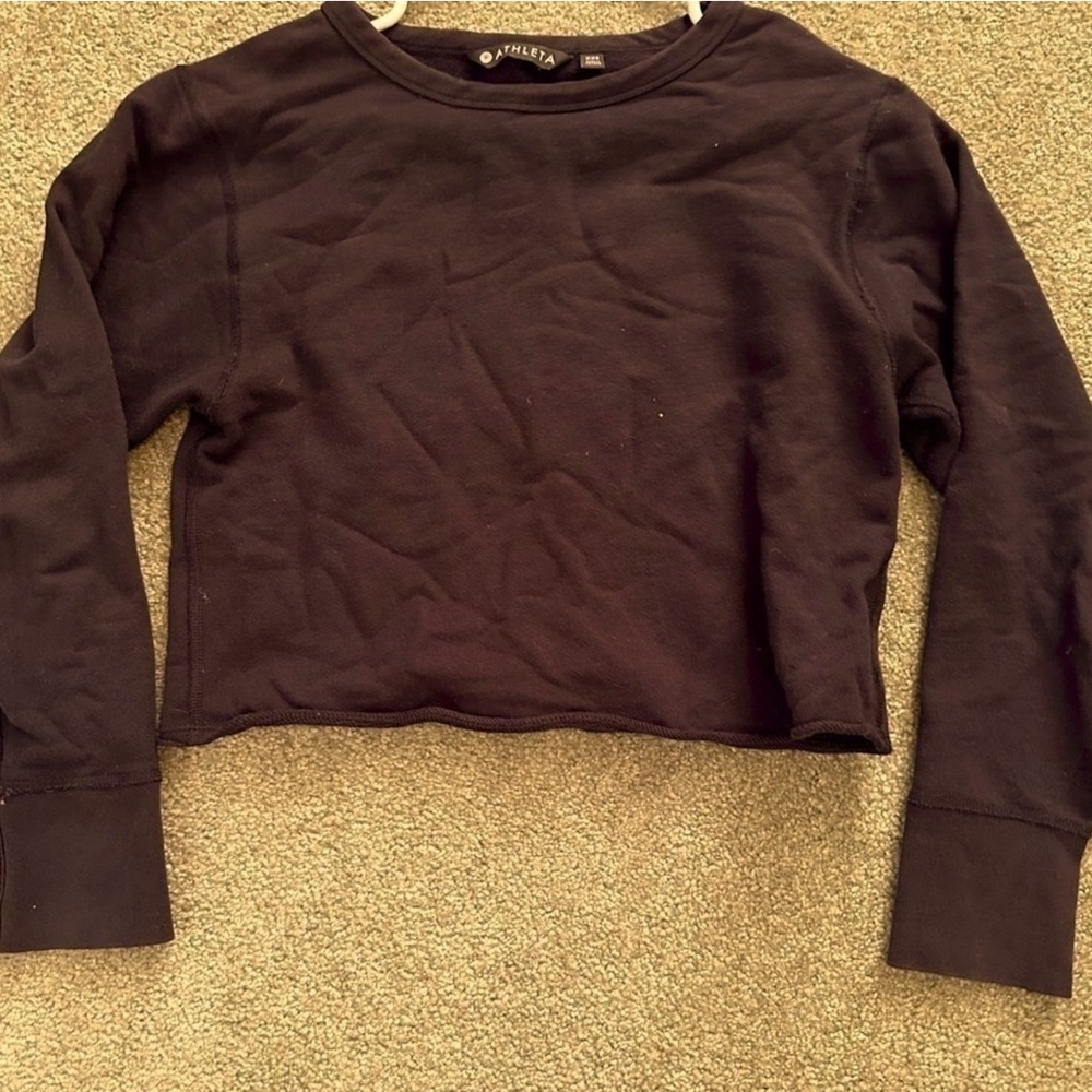 Athleta Black Long Sleeve Crop Top